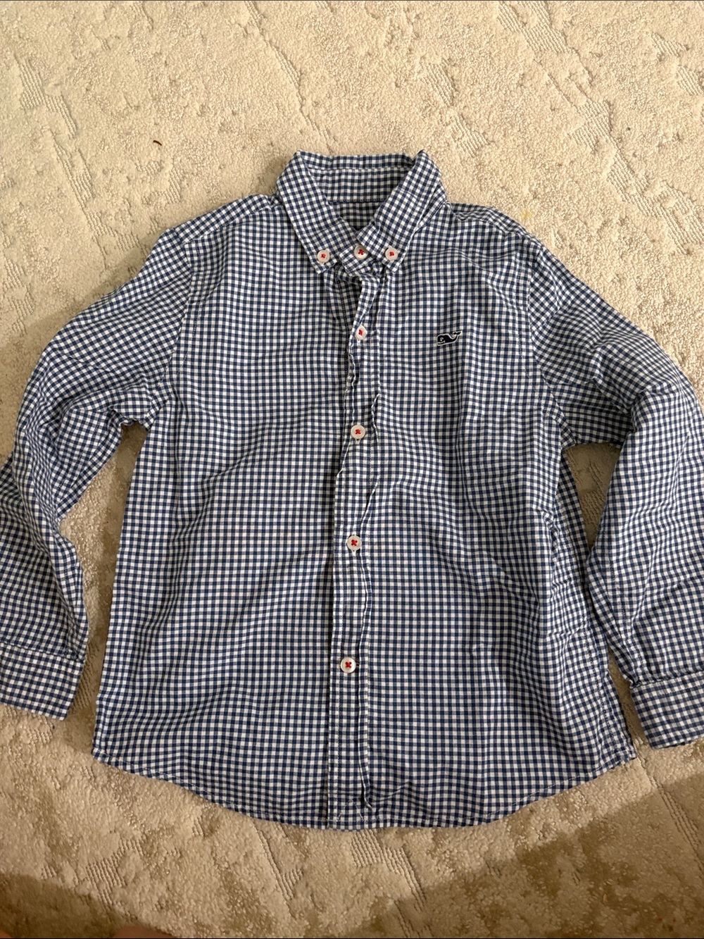 Vineyard Vines Boys Navy and White Gingham Button-Down Shirt